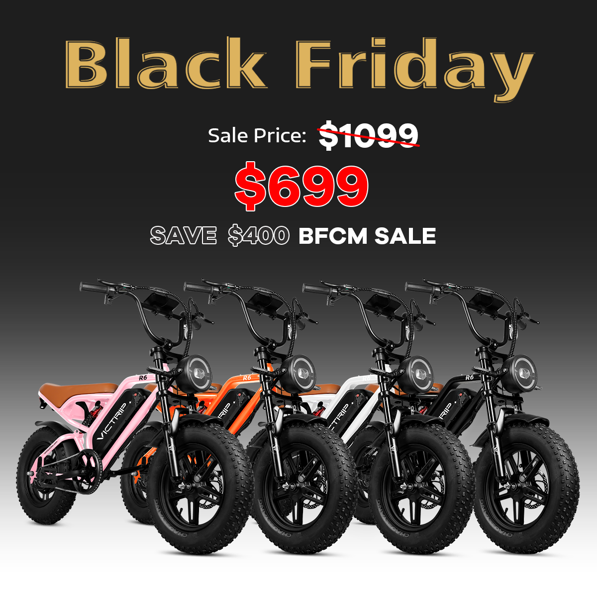 VICTRIP R6 Off Road Ebike Lowest Price — Only $699 Black Friday!